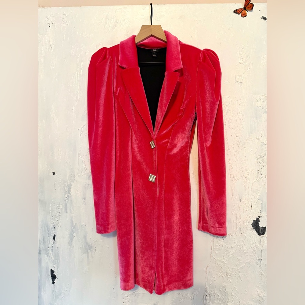 River Island Hot Pink Velvet Blazer Dress